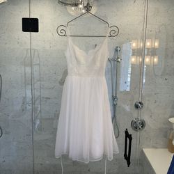 Beautiful Chiffon White And Lace Slip Dress Nightgown 