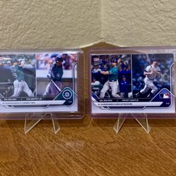 2 Topps Now 2025 Cal Raleigh/Ken Griffey Jr. & Cal Raleigh/Mickey Mantle Sports Cards