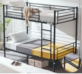 Black Metal Twin Over Twin Bunk Bed