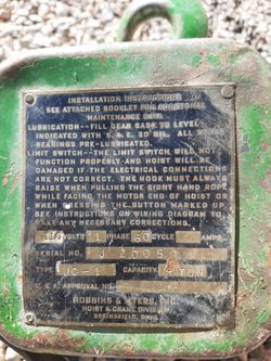 Robbins and Myers 1/4 ton chain hoist.