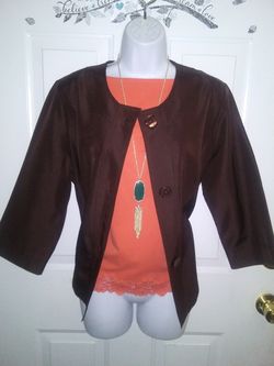 NEW* Brown 3/4 Sleeve Jacket size 12 Ladies