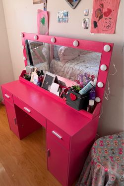 Pink vanity