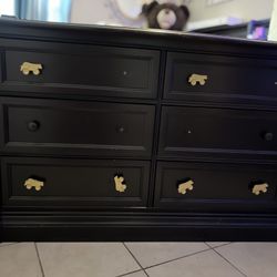 Real Dark Wood 6 Draw Dresser