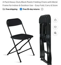 black metal and plastic folding chair 4 pack