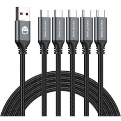 new！USB Type-C to A Cable 5pack 6ft Braided Fast Charging 3A Quick Charger Cord, 6 Foot Compatible iPhone 16/15,Samsung Galaxy S10 S9 S8 Plus, Note 10