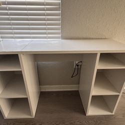 White Computer Desk with Side Storage