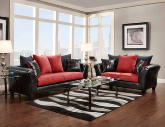 Red and black couch and Loveseat set!