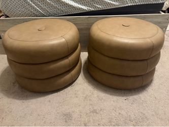 2 Molise Faux Leather Poufs