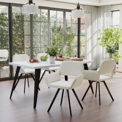 Stan 5 Piece White & California Upholstered Dining Set