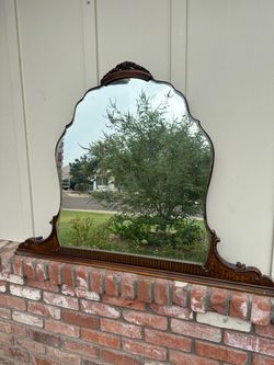 Antique Wood Framed Dresser Mirror