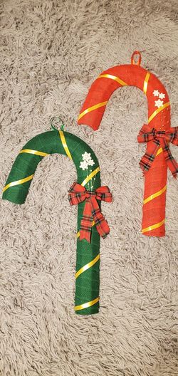 matching candy cane wrapped with burlap