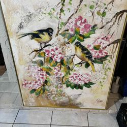 Antique Abstract Oil Painting Signed Lee Reynolds 40.5”Lx51”H Kacho-ga 