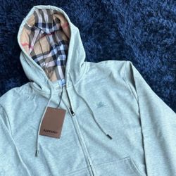 Gray Burberry Zip Up