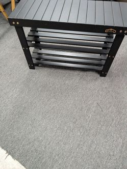 Homemaid Living Black Wood Shoe Storage Bench – 2 Tier