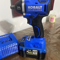Kobalt 24v 1/2 inch impact w 6ah battery and fast charger