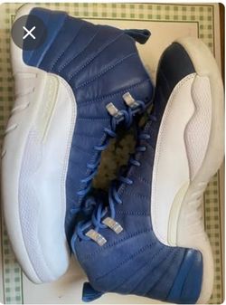 Blue and white retro Jordan 12’s ( indigos)