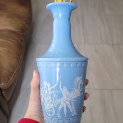 Vintage Blue Jasperware Style Vase with Classical Greek Figures 
