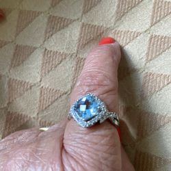 Blue Topaz And White Sapphire Ring