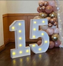 Large Light-Up “15” Marquee Numbers – Quinceañera / Birthday