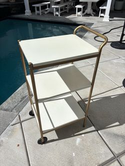 3-Tier Rolling Bar Cart Gold and White