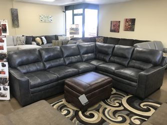 100% leather grey or brown sectional