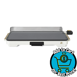 Beautiful XL Electric Griddle 12" x 22," Non-stick, White Icing by Drew Barrymore