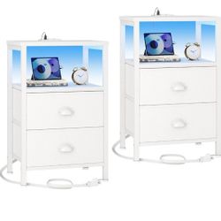 New-- Nightstands/Endtables Set of 2 with Charging Station/USB