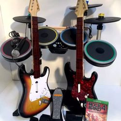 Xbox One Rock Band 4*Legacy Adapter*Drums*3X ProCymbals*Sunburst & RED Face*Game