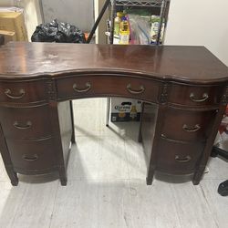 Solid Wood Executive Desk (Vintage Style, Lots of Storage)