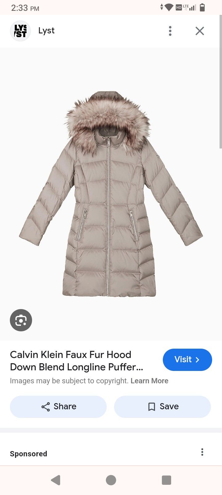 Maroon Calvin Klein Winter Coat