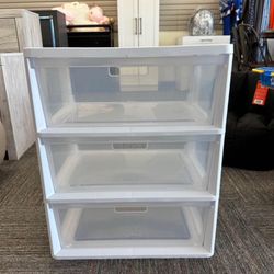 Wide 3 Drawer Tower White