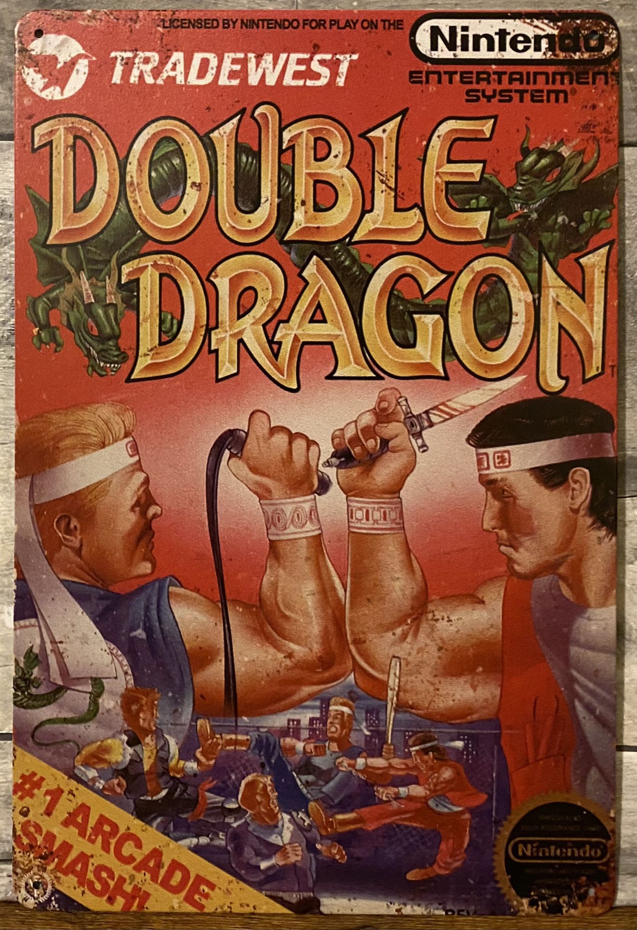 Nintendo Double Dragon Decorative Metal Tin Sign Poster Retro Man Cave Game Room
