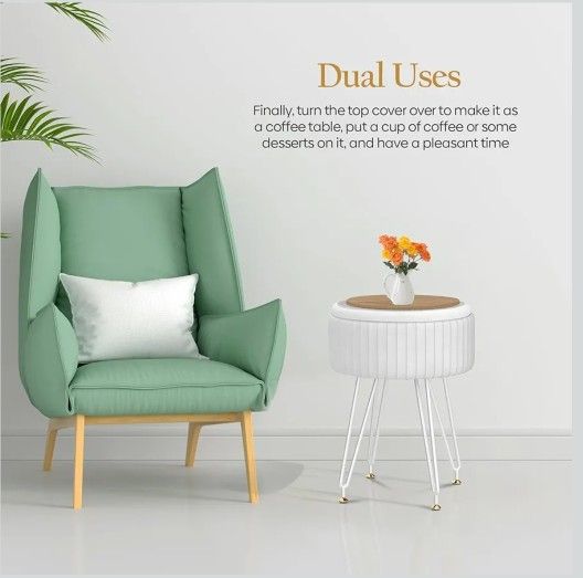 Round Vanity Stool with Storage