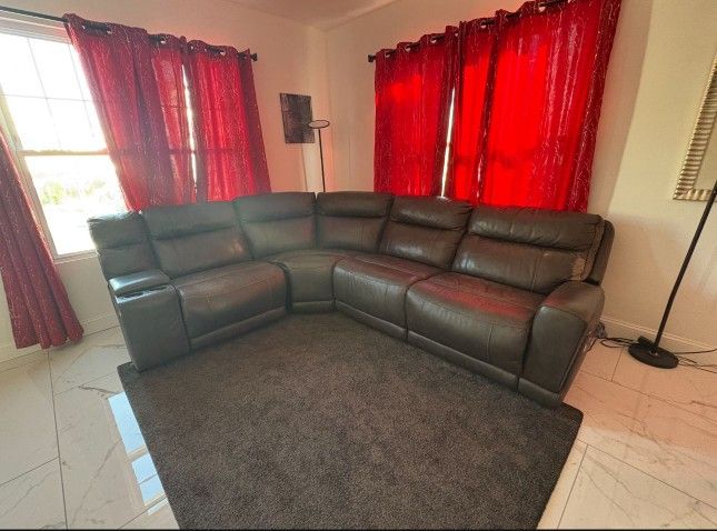 Brown Simili Leather Sectional Recliner