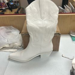 White Cowboy Boots Size 8.5
