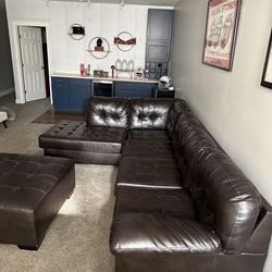 Leather sectional