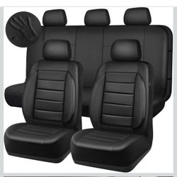 CAR PASS Leather Seat Covers Full Set Universal Water Resistant 3D Foam Back Support, Luxury Comfort Automotive 5 Seat Covers All Season Fit for SUV,S