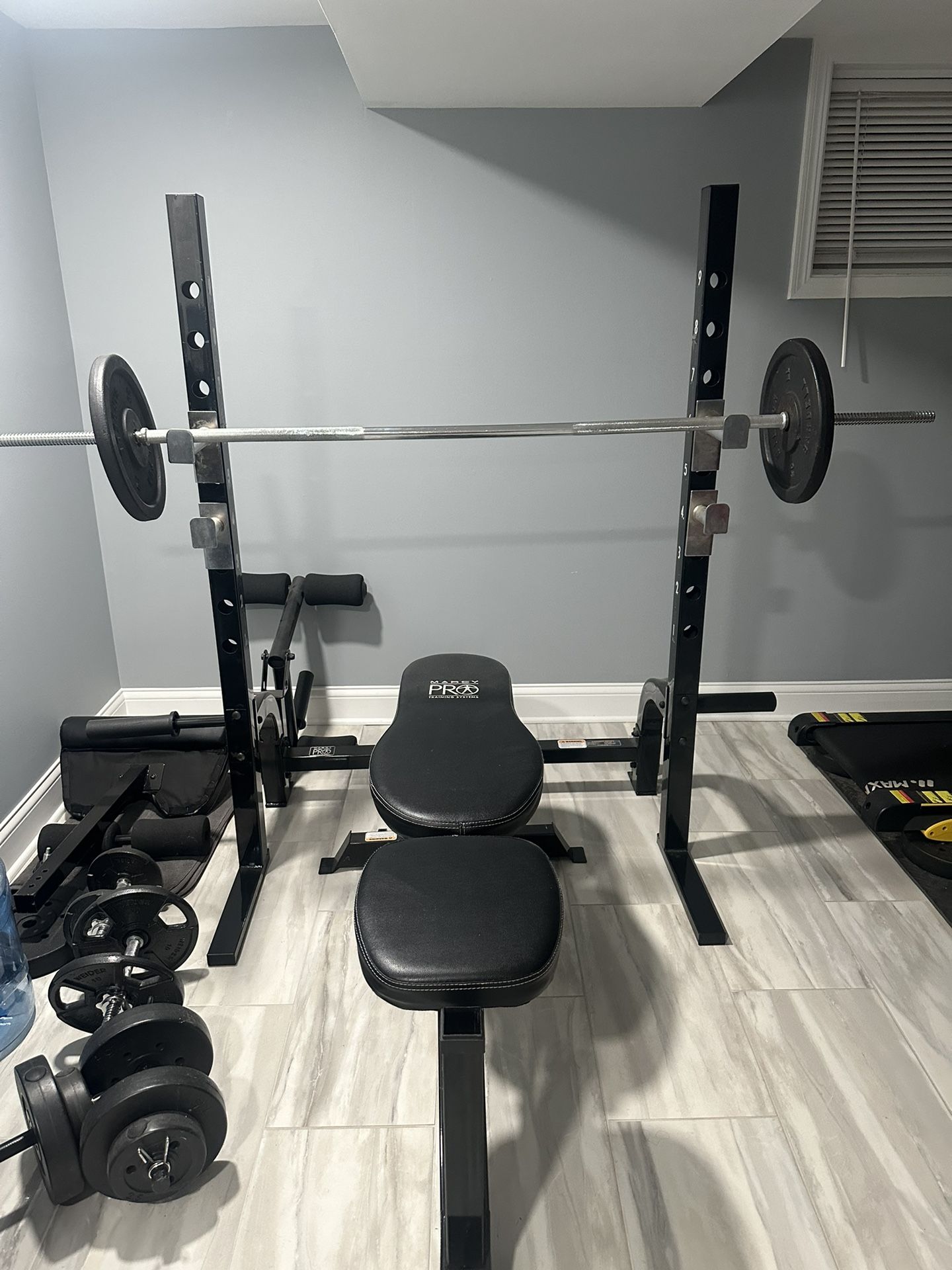 Marcy Pro Bench With Walk In Squat Rack( Dumbells And All Plates Included)