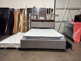 Queen bed with trundle bed $399