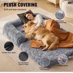 Human Dog Bed , New , Gray 