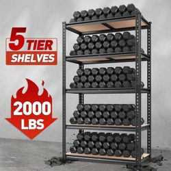 L84 5-Tier Garage Shelving Units, 2000lbs Metal Shelves, Adjustable Storage Racks For Pantry Kitchen Basement