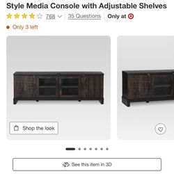 Storage TV Stand for TVs up to 75" Weathered Pine - Threshold™: Farmhouse Style Media Console with Adjustable Shelves
