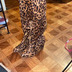 knee-High Leopard Boots
