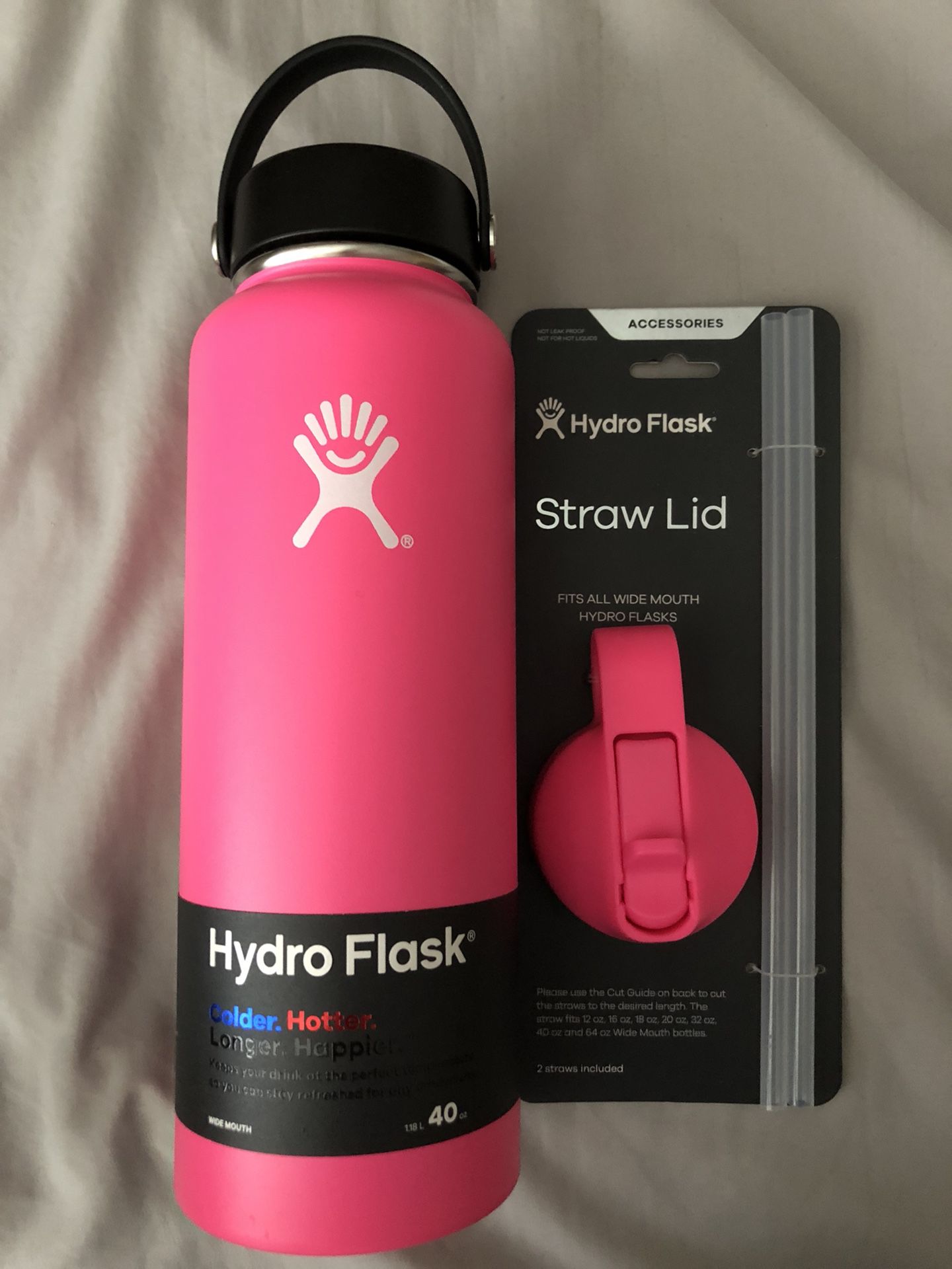 Brand New Pink 40oz Hydro flask with Straw Lid for Sale in Brea