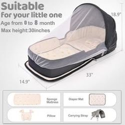 YVMVDV Portable Travel Bassinet for 0-10M Baby, Portable Travel Baby Bed, Cosleeping Baby Bed
