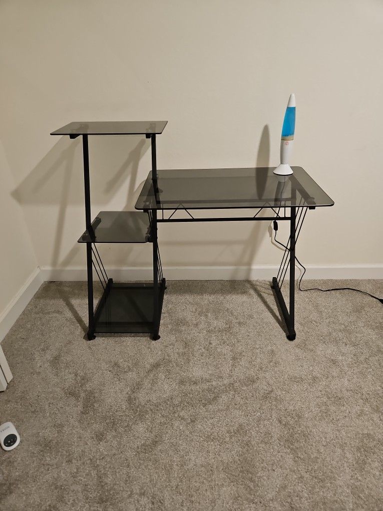 Glass/Black Metal Desk