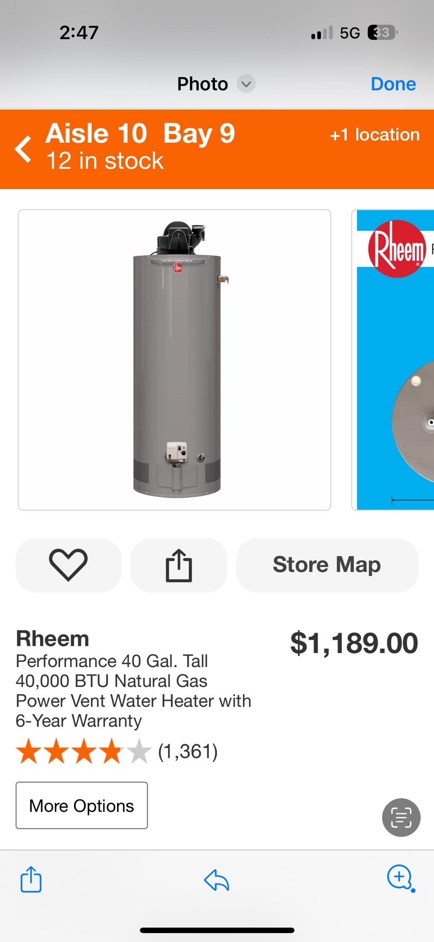 40 Gallon Hot Water Tank Btu Giant UG40-40S3-N2 Tank Water Heater