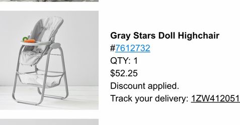 Pottery Barn Doll High Chair- like new