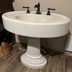 Vintage Barber Shop Pedestal Sink 