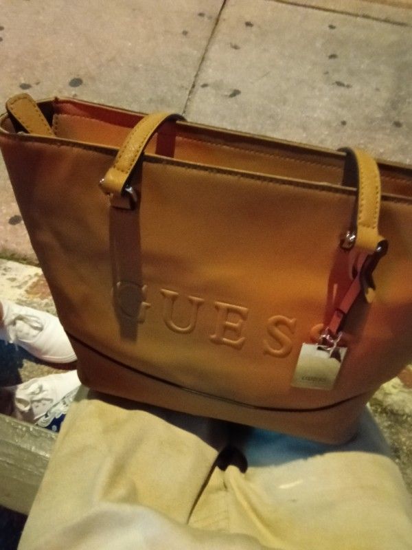 Light Brown Leather Guess Purse